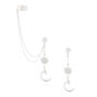 Silver Celestial Ear Cuff Connector Chain Earrings,