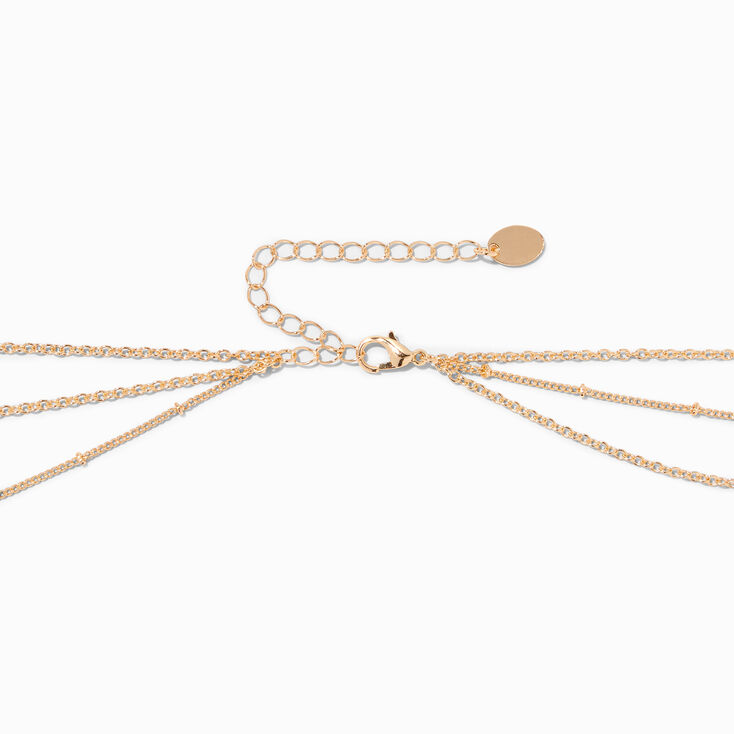 Gold Sand Dollar Pendant Multi-Strand Necklace,