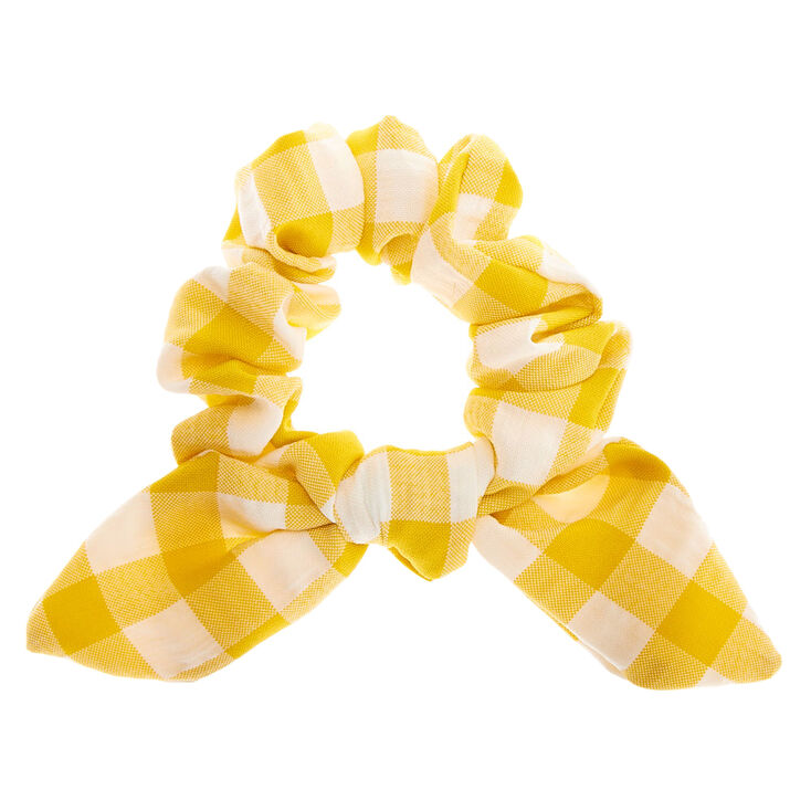 Claire's Chouchou à nœud noué vichy - Jaune