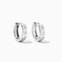 C LUXE by Claire&#39;s Sterling Silver 1/8 ct. tw. Lab Grown Diamond 10MM Wide Clicker Hoop Earrings,