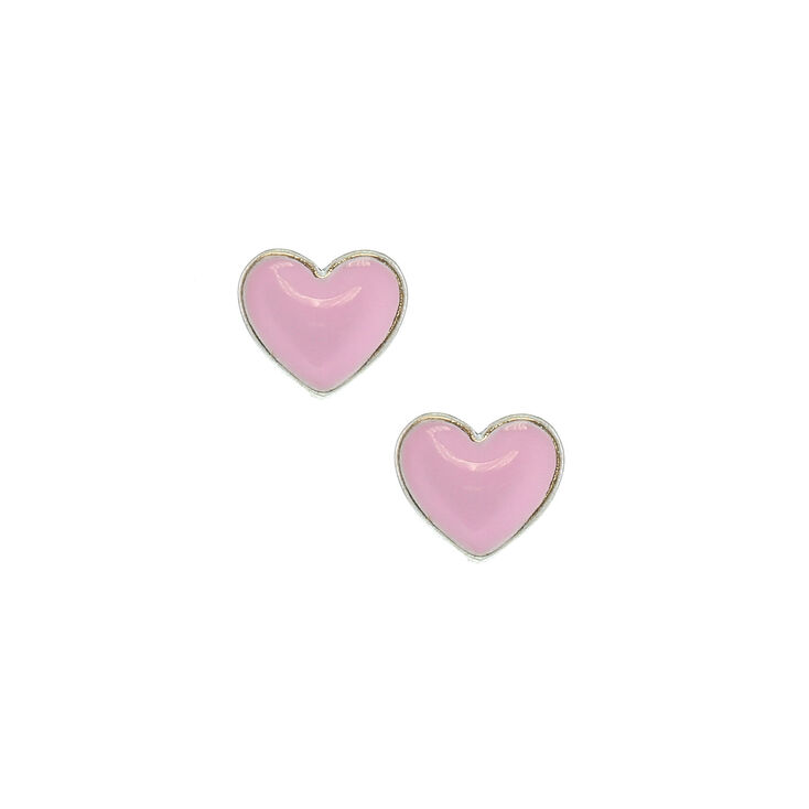 Heart Stud Earrings - Pink,