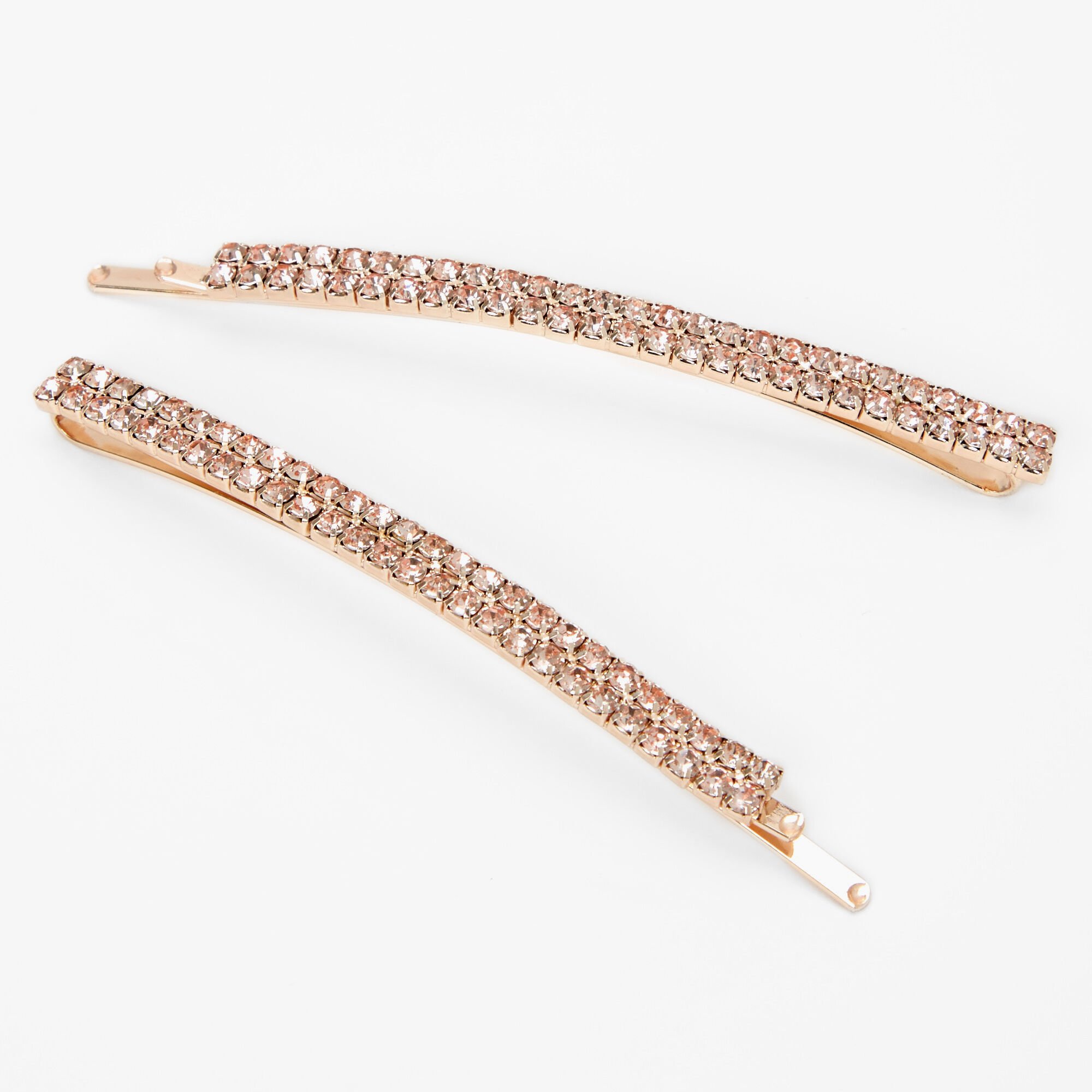 View Claires Tone Rhinestone Hair Pins 2 Pack Rose Gold information
