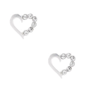 C LUXE by Claire&#39;s Sterling Silver Stone Heart Stud Earrings,