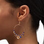 Gold Snake Charm Blue Bead 2&quot; Hoop Earrings,