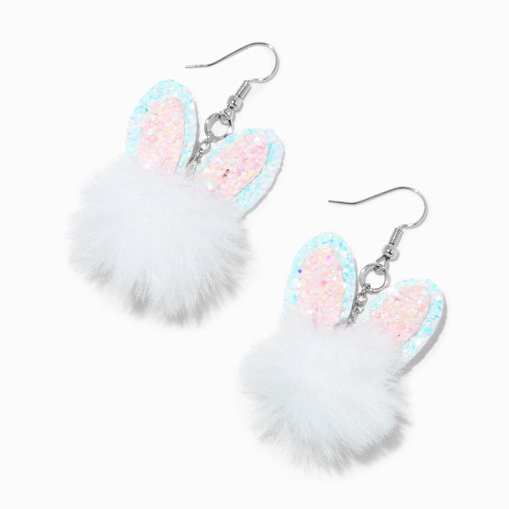 Easter Bunny Pom Pom 2&quot; Drop Earrings,