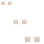 Gold-tone Cubic Zirconia 4mm, 5mm, &amp; 6mm Round Stud Earrings - 3 Pack,