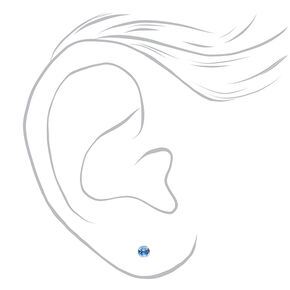 9ct Gold Rhodium Plated 3mm March Light Sapphire Crystal Ear Piercing Kit with Rapid&trade; After Care Lotion,