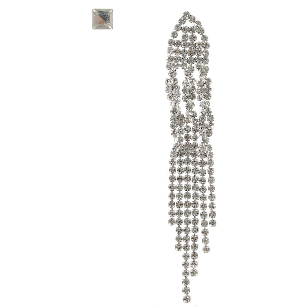 Boucles d'oreilles pendantes dépareillées avec clous et franges en pierre en strass,