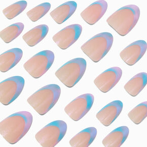 Pastel Iridescent Ombr&eacute; French Short Almond Vegan Faux Nail Set - 24 Pack,