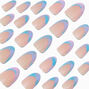 Pastel Iridescent Ombr&eacute; French Short Almond Vegan Faux Nail Set - 24 Pack,