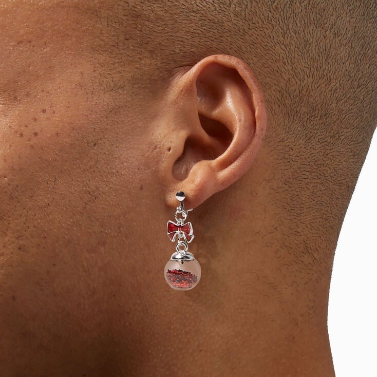 Christmas Ornament Shaker 1.5&quot; Clip-On Drop Earrings,