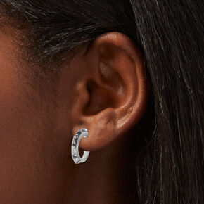 Silver-tone Cross Crystal Baguette Earring Stackables - 3 Pack,