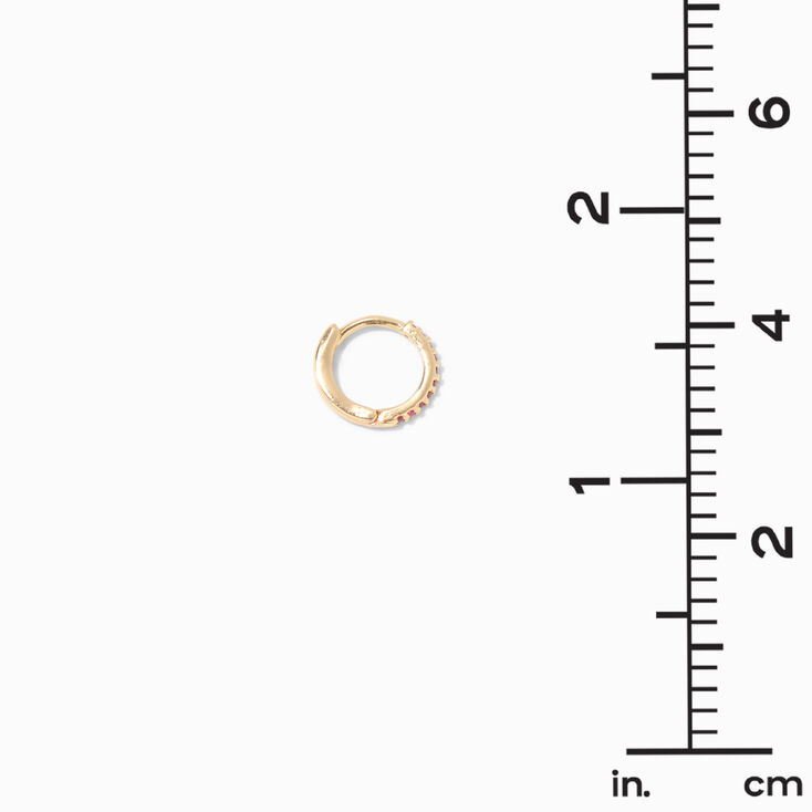 C LUXE by Claire&#39;s 18k Yellow Gold Plated Cubic Zirconia 8MM Fuchsia Huggie Hoop Earrings,