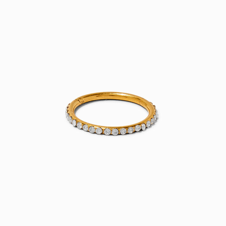 Gold-tone Stainless Steel Cubic Zirconia 16G Conch Hoop Earring,