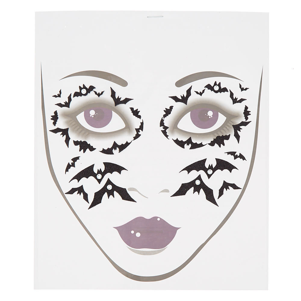 Bat Glitter Face Tattoos - Black,