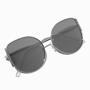 Crystal-Studded Silver-tone Metal Sunglasses,