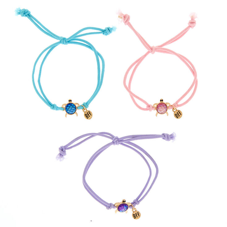 Lot de 3&nbsp;bracelets ajustables best friends tortue pastel,