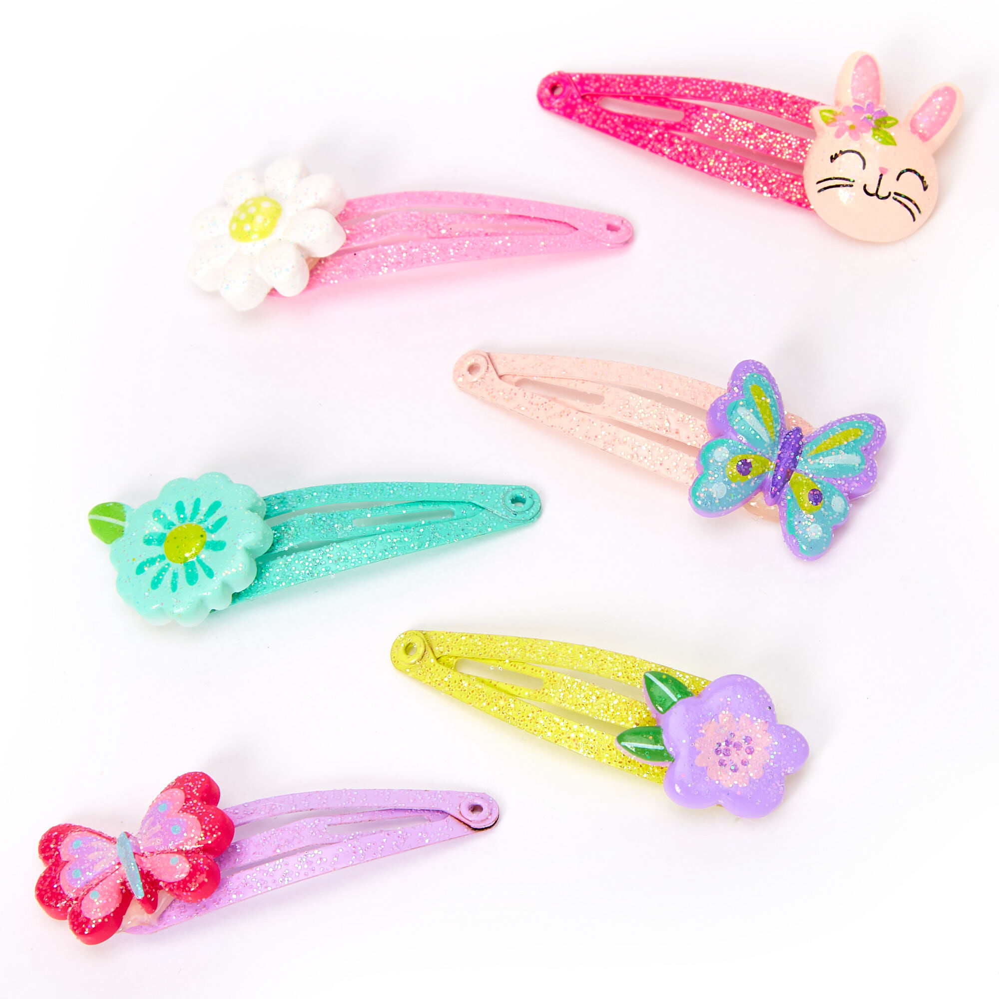 View Claires Club Glitter Spring Hair Clips 6 Pack information