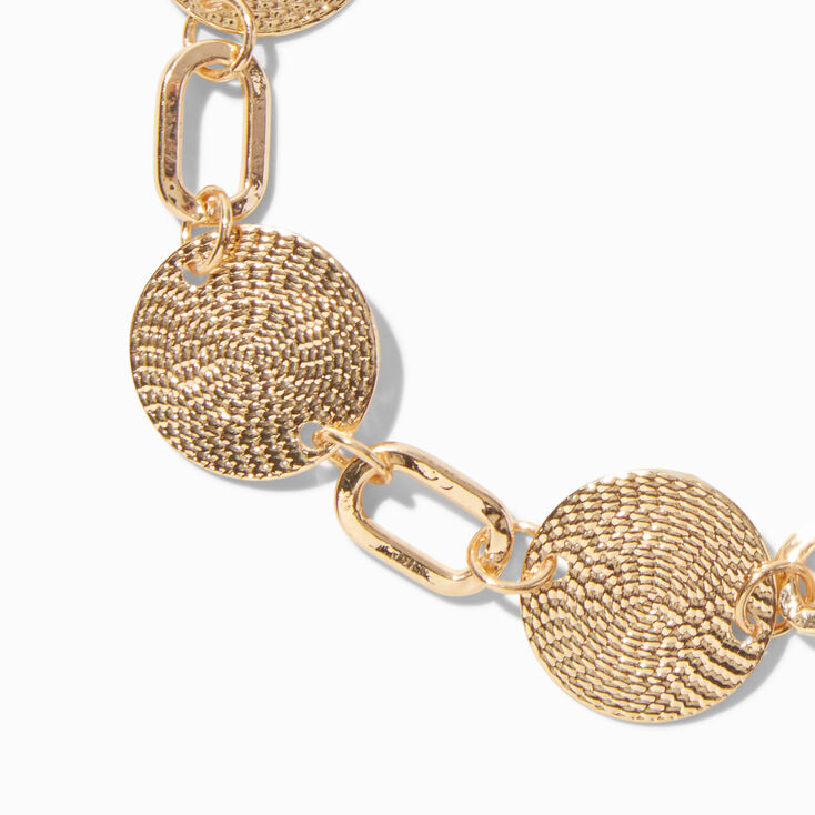 Gold-tone Textured Disc Chain Bracelet,