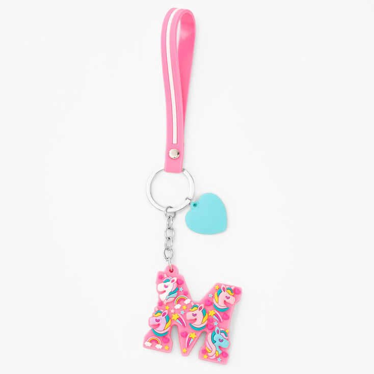 Initial Unicorn Keychain - Pink, M,