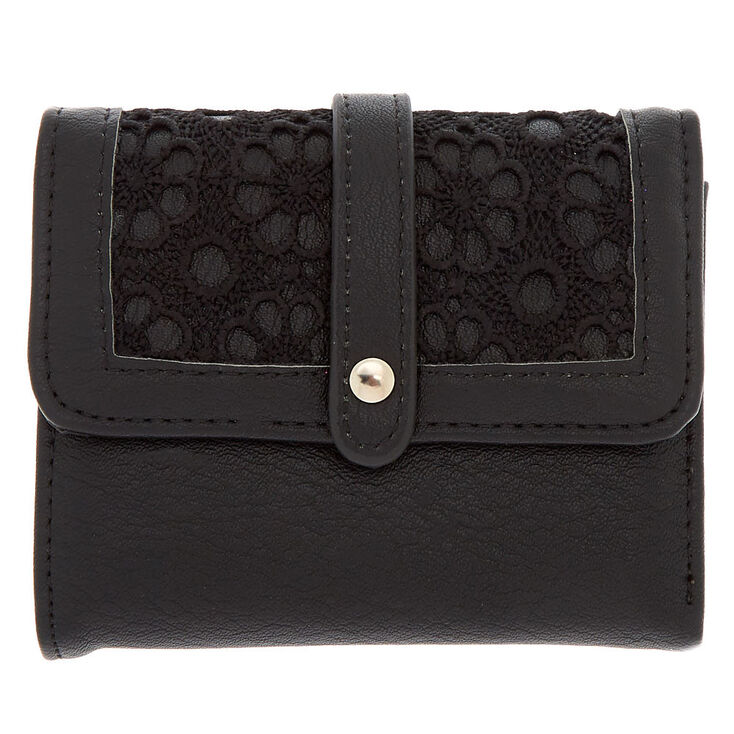 Claire's Porte-feuille à 3 compartiments à motif crochet noir