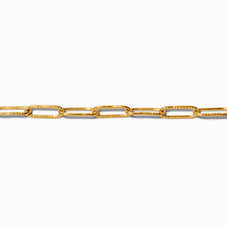 Gold-tone Stainless Steel Textured Paperclip Chain Bracelet,