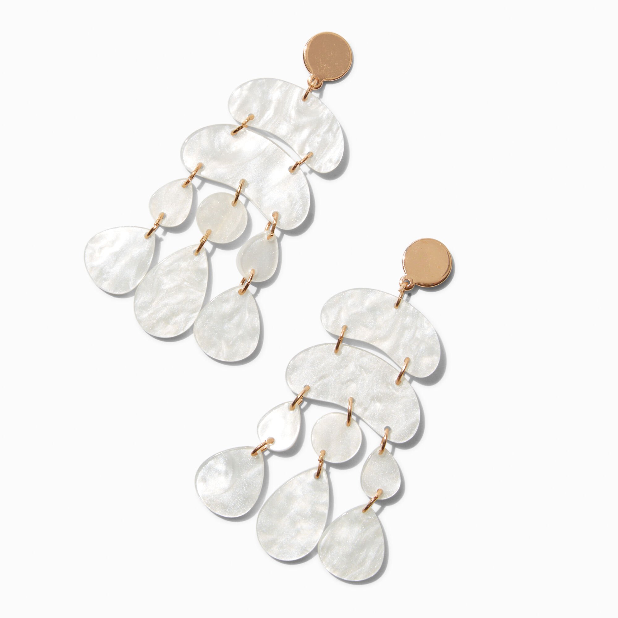 Pearlized Abstract Chandelier Drop Earrings,