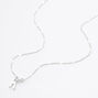 Silver Half Stone Initial Pendant Necklace - K,