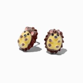 Fuzzy Hedgehog Stud Earrings ,