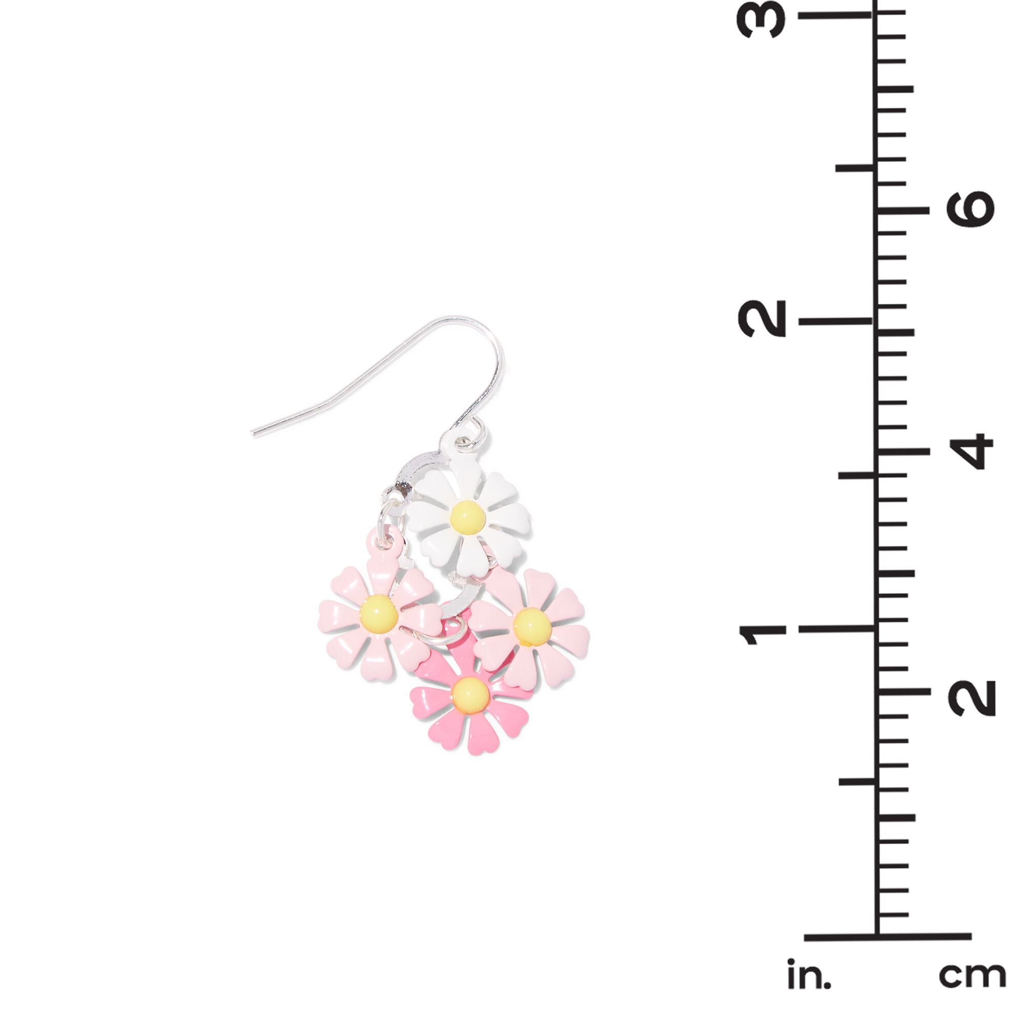 Pink 1.5" Daisy Drop Earrings,
