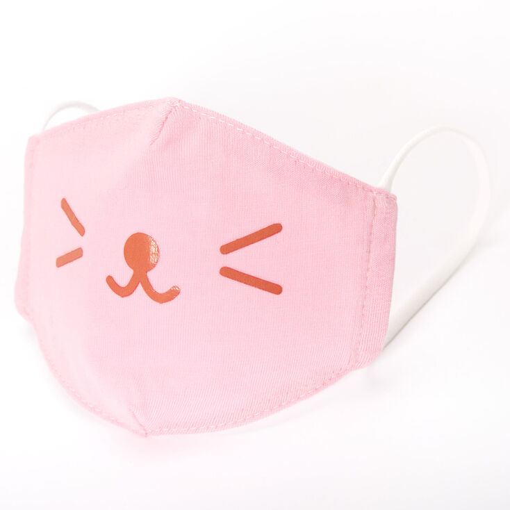 Cotton Pink Cat Whisker Face Mask - Child Small,