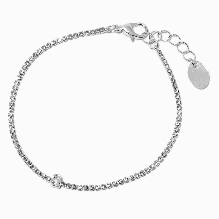 Silver-tone Crystal Letter Initial Bracelet - A,