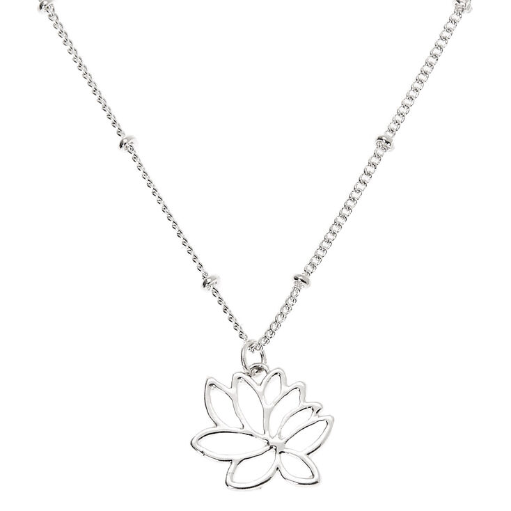 Claire's Collier à pendentif fleur de lotus couleur argenté