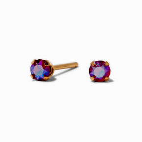 24ct Gold Plated 3mm Light Siam Red Crystal Shimmer Studs Ear Piercing Kit with After Care Lotion,