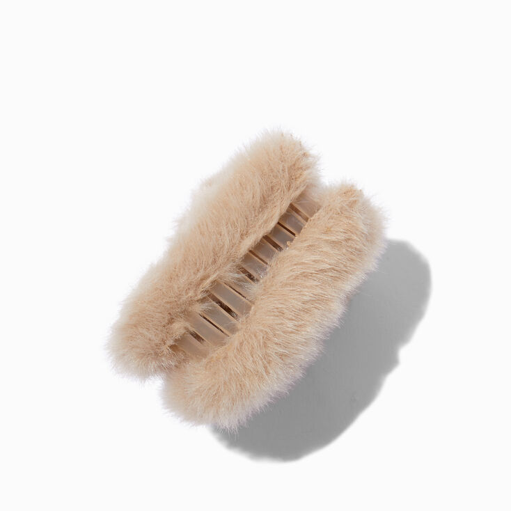 Tan Furry Medium Heart Hair Claw,