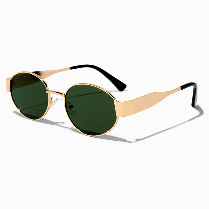 Gold Oval Metal Sunglasses,