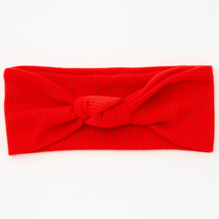 Ribbed Knotted Headwrap - Red,