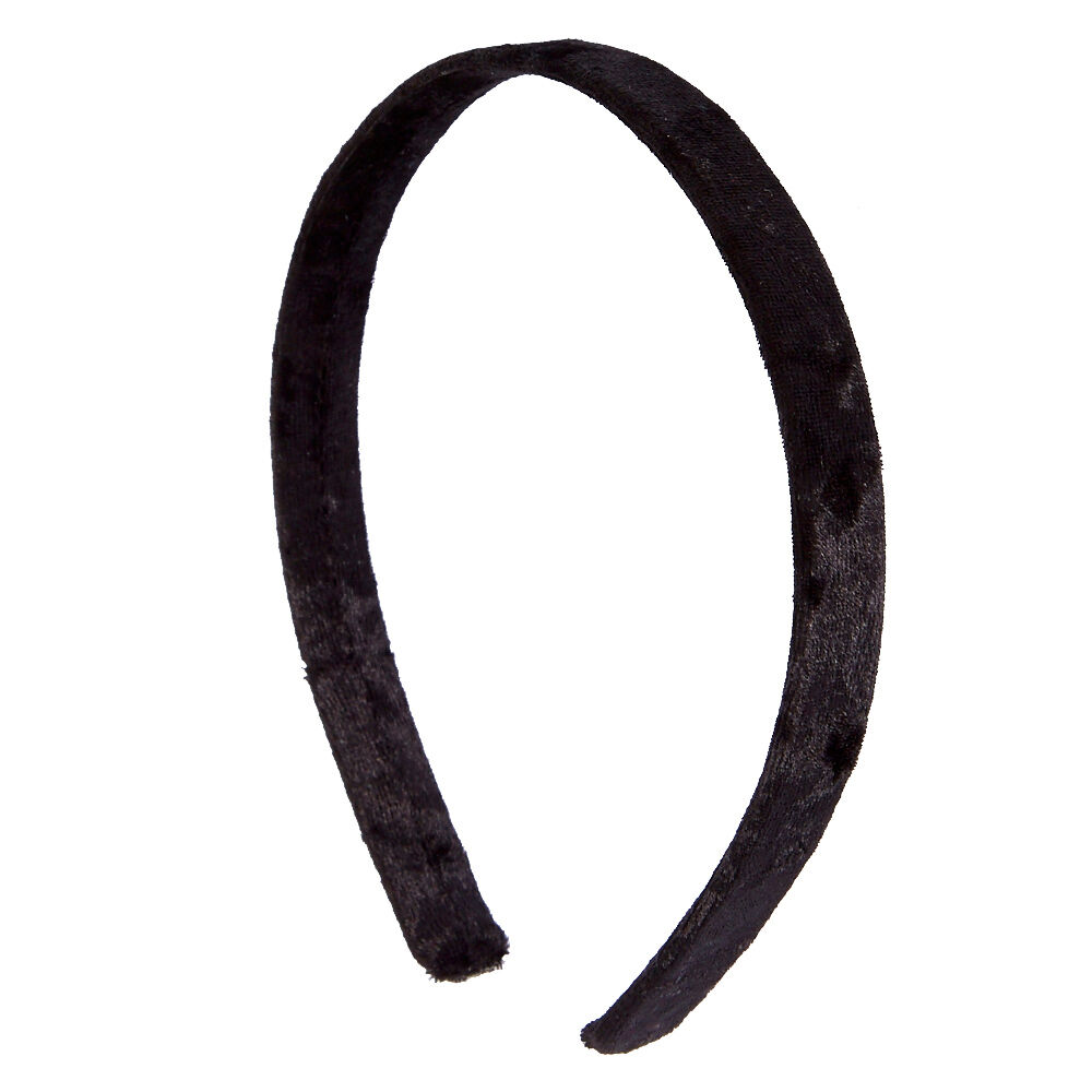 Black Velvet hard Headband Hair Band no grip teeth 1 1/8 inch wide Dressy Casual 