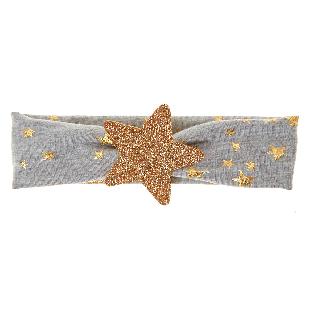 Large bandeau gris élastique à étoiles couleur dorées du Club Claire's,