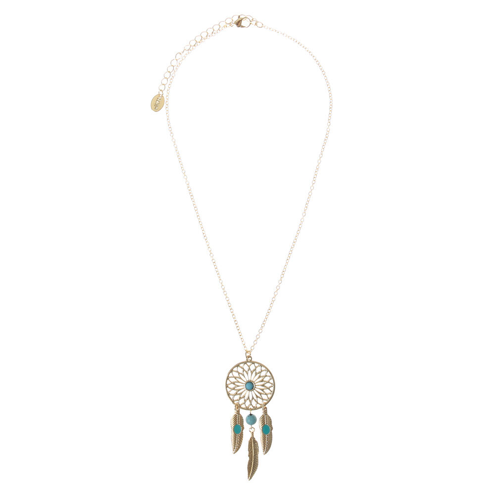 Gold Dreamcatcher Pendant Necklace,