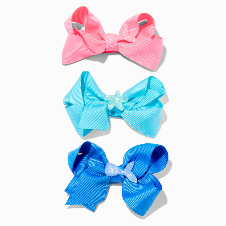 Claire&#39;s Club Mermaid Loopy Bow Hair Clips - 3 Pack,