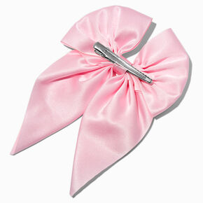 Pink Satin Hair Bow Clip,