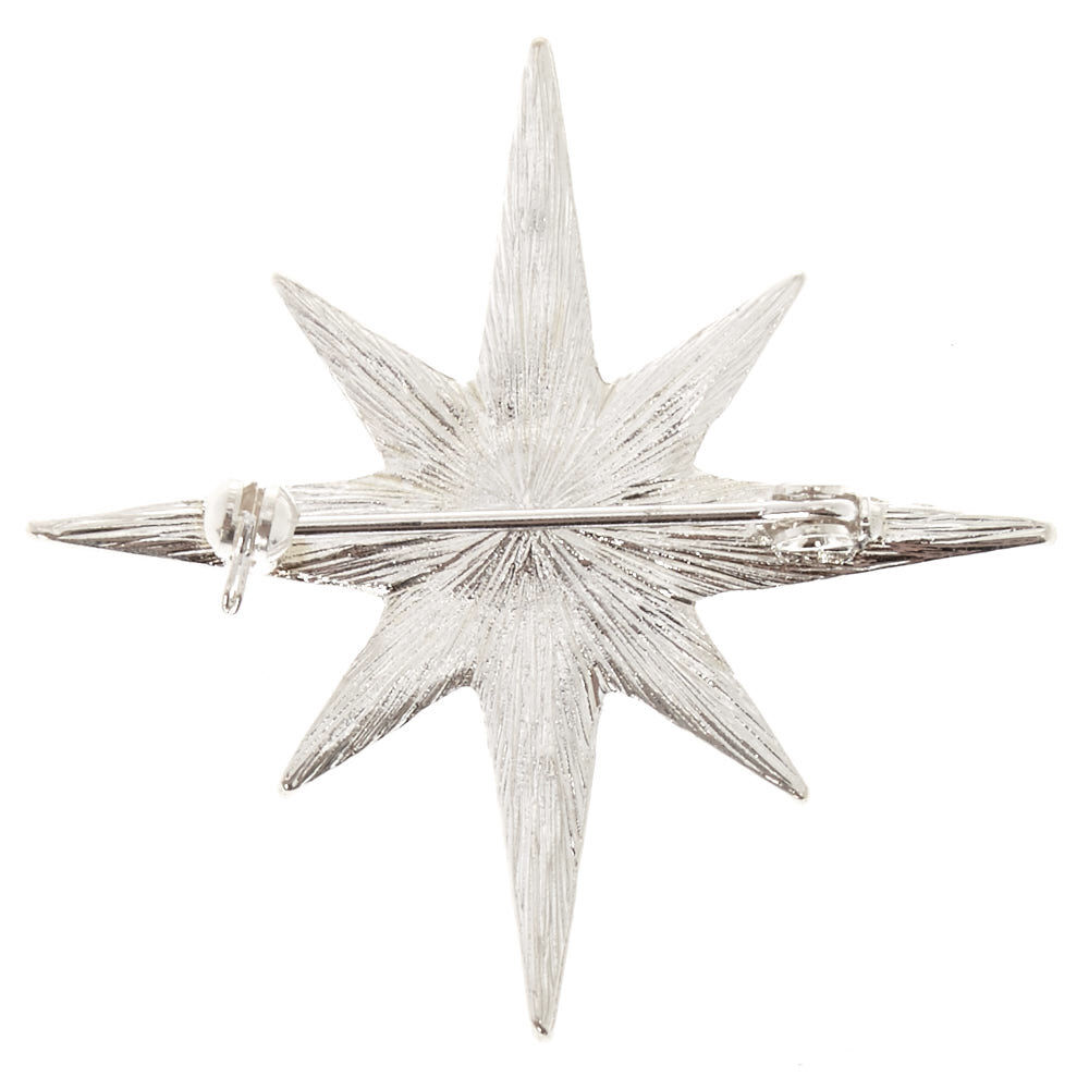 Broche à épingle couleur argenté étoile rayonnante,