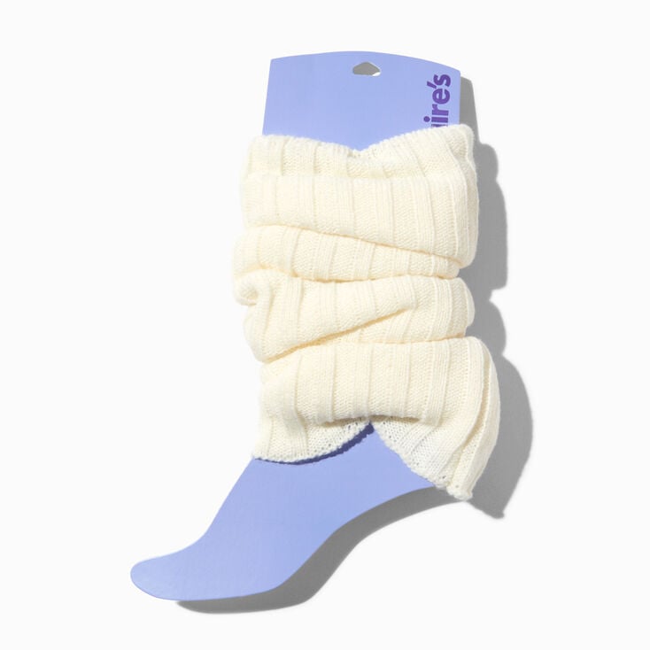 Ivory Sweater-Knit Leg Warmers,