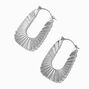 Silver-tone Textured Square 40mm Hoop Earrings ,