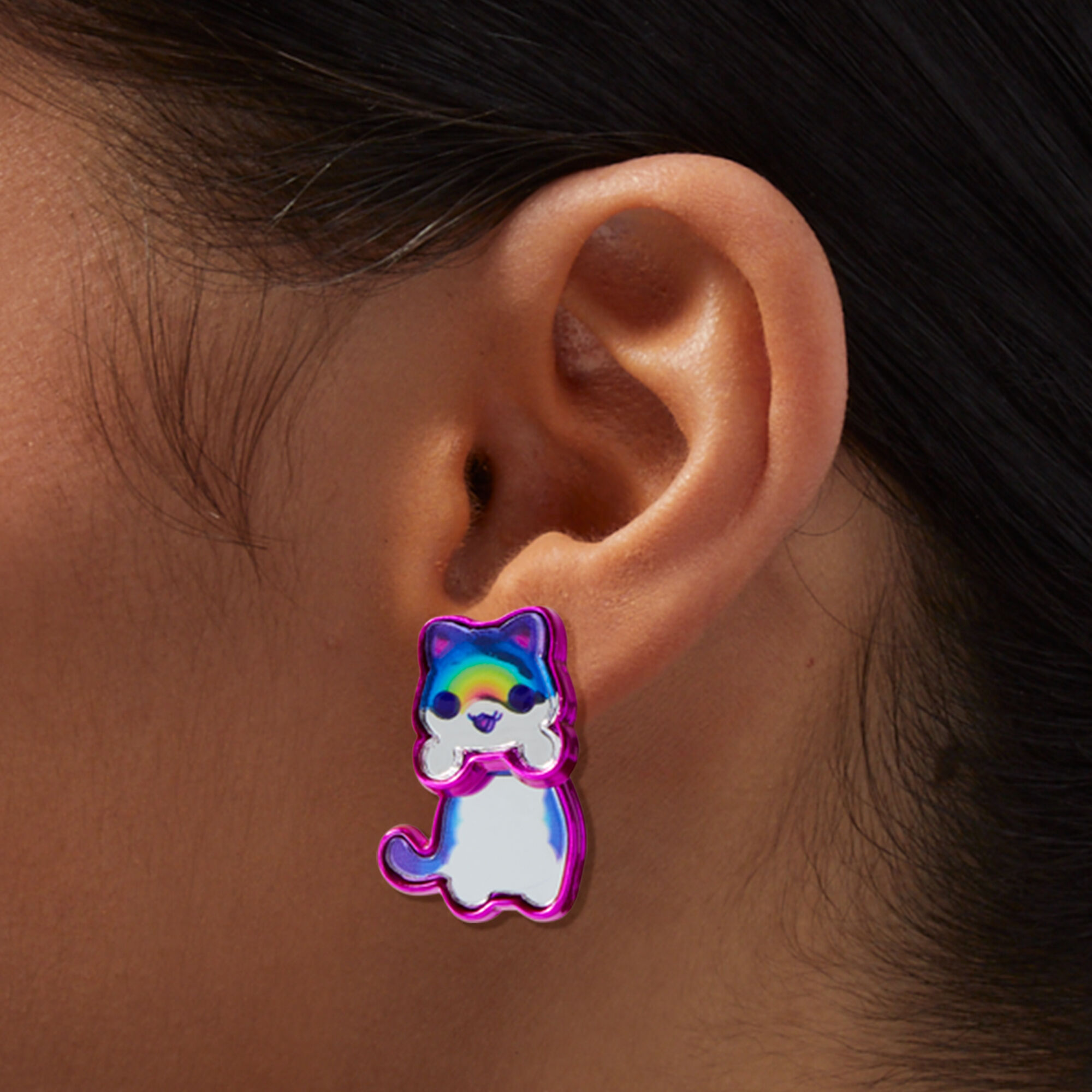 Aphmau Claire s Exclusive Rainbow Cat Front Back Earrings