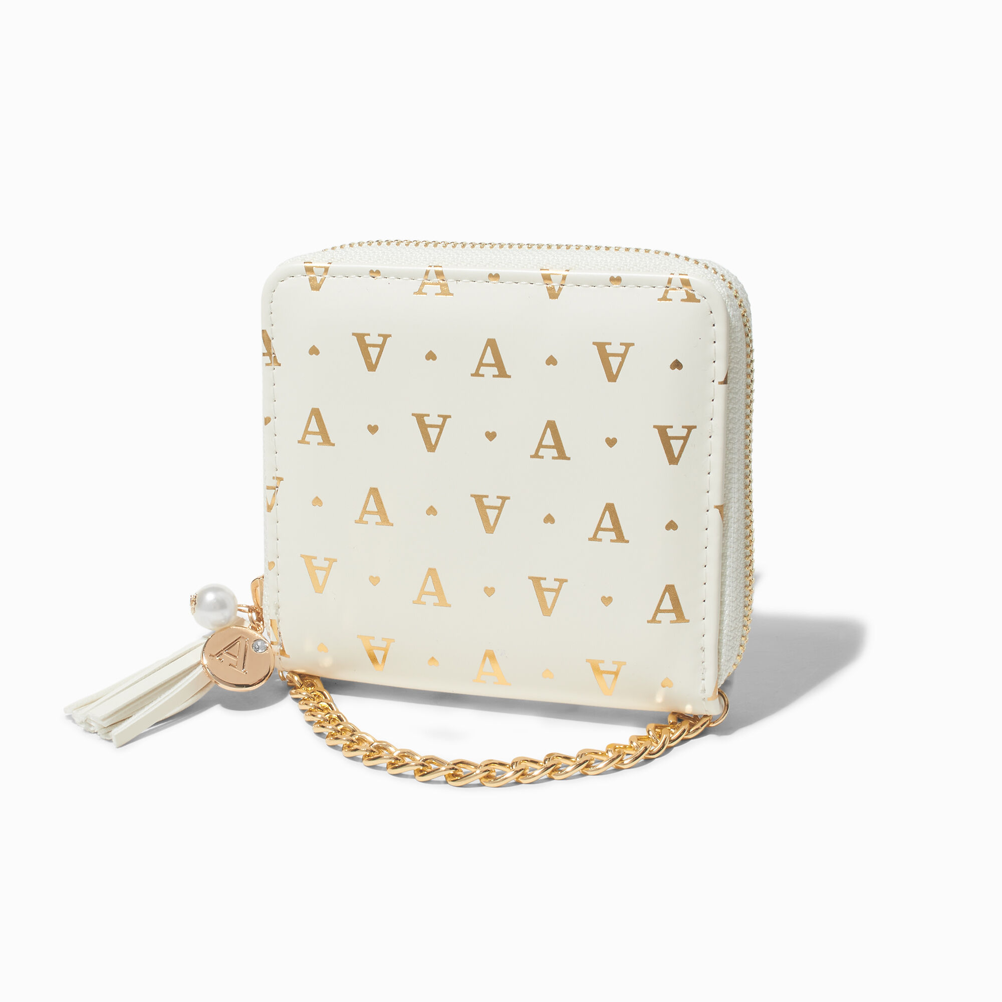 Golden Initial Chain Strap Wallet A