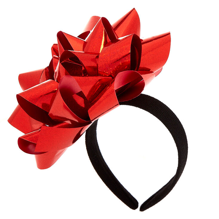 christmas bow headband red