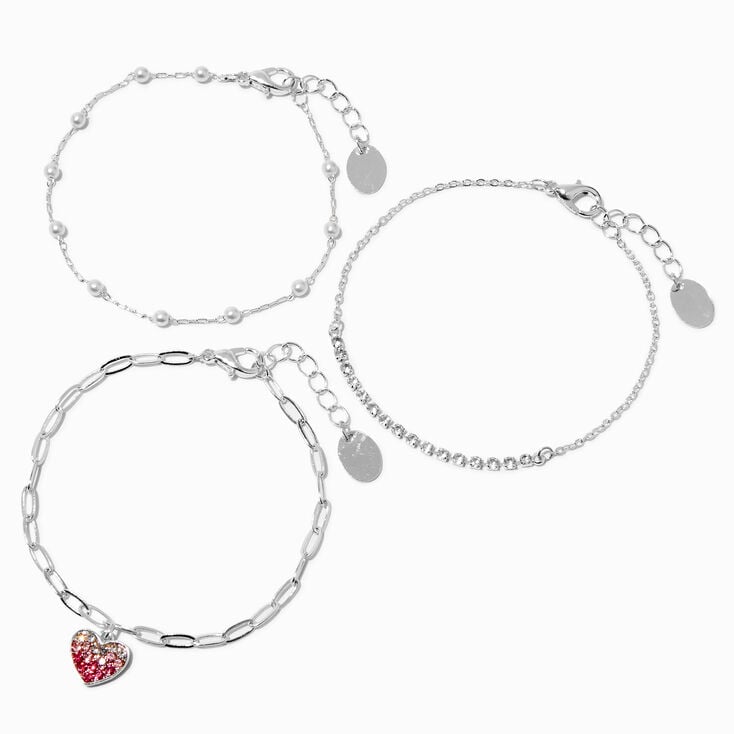 Silver-tone Fancy Chain Bracelet Set - 3 Pack