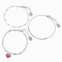 Silver-tone Fancy Chain Bracelet Set - 3 Pack,